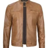 mens camel cafe racer jacket