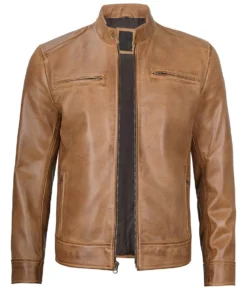 mens camel cafe racer jacket