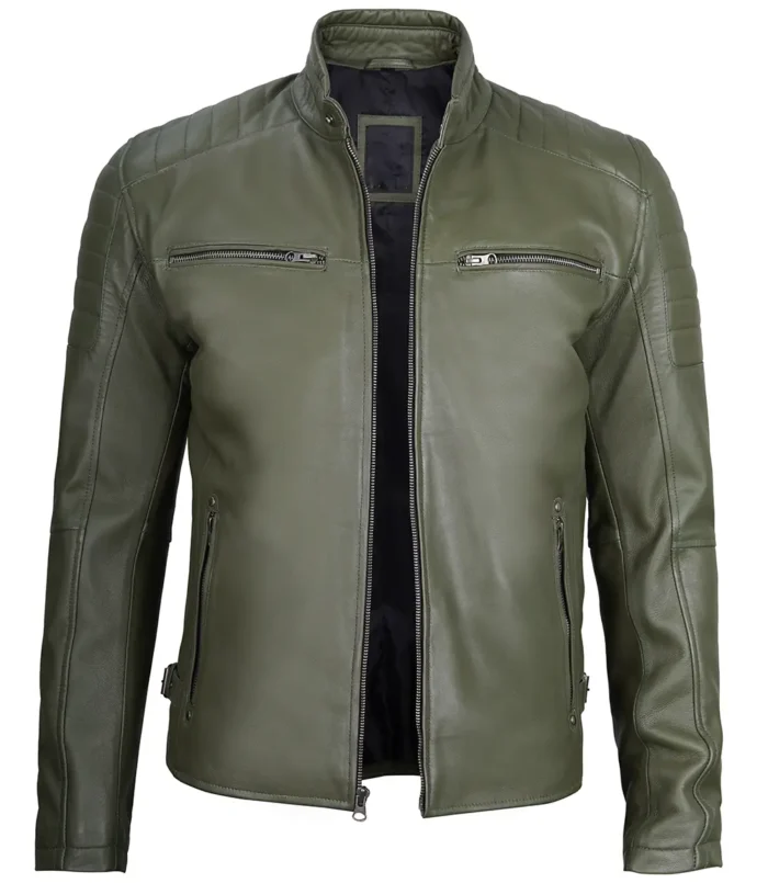 mens cafe racer green jacket