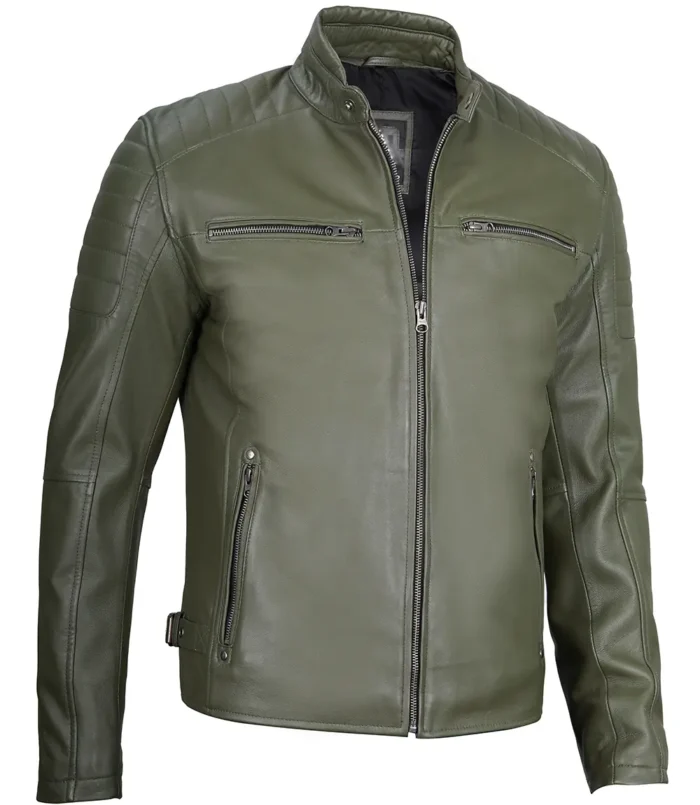 mens green leather jacket