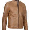 mens dodge camel leather jacket