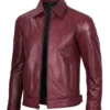 mens maroon leather jacket