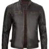 mens biker leather jacket brown