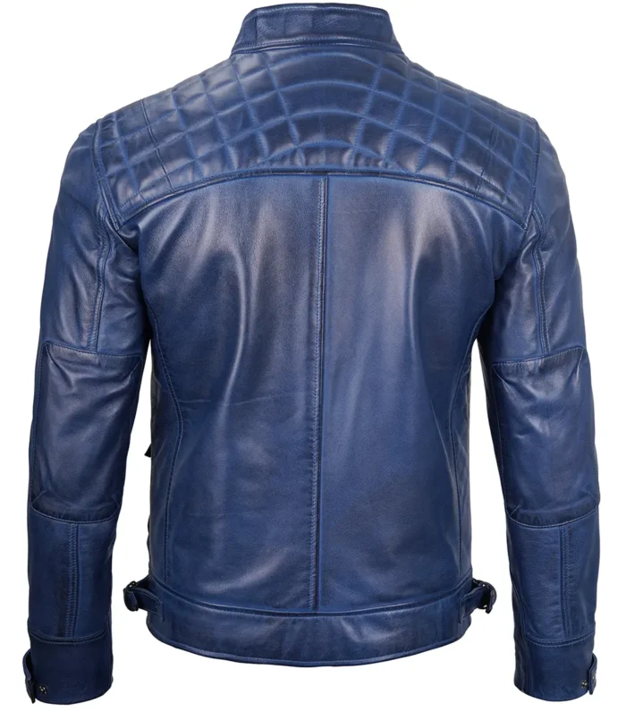 mens blue cafe racer jacket