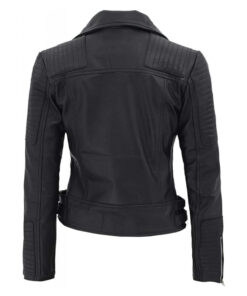 Bari Black Women Real Leather Biker Jacket