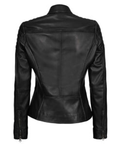 Carrie Women Black Slim Fit Cafe Racer Leather Jacket