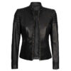 Carrie Women's Black Slim Fit Cafe Racer Leather Jacket