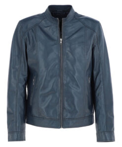 Leather Biker Jacket Navy