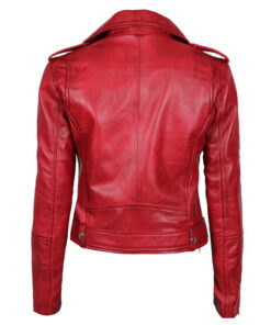 Margaret Ladies Red Biker Leather Jacket