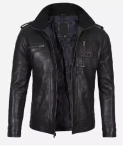 Men's Black Washed Leather Jacket