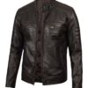 Mens Brown Rub off Leather Jacket