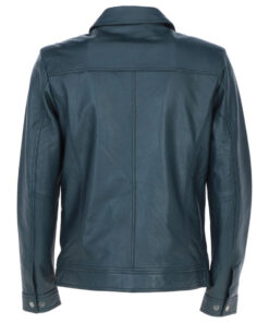 Men's Leather Bomber Jacket Navy