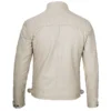 Men's Leather Classic Beige Biker Jacket