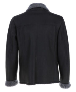 Mens Side Zip Sheepskin Pilot Black Jacket