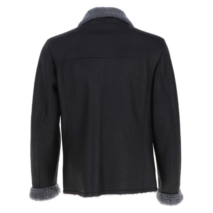 Mens Side Zip Sheepskin Pilot Black Jacket