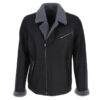 Mens Side Zip Sheepskin Pilot Jacket Black