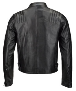 Men's Vegetable Tanned Ribbed Leather Jacket Black