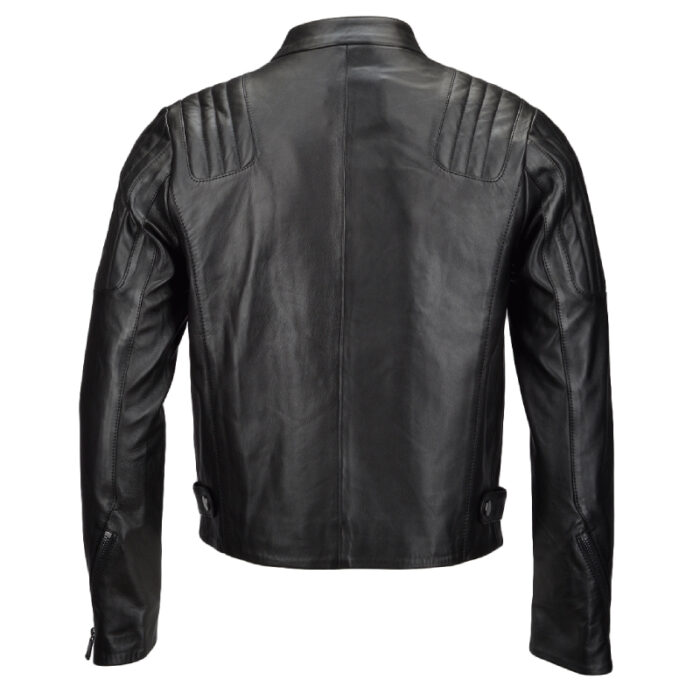 Men's Vegetable Tanned Ribbed Leather Jacket Black