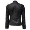 Women Black Cafe Racer Leather Jacket