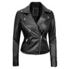 Women's Black Asymmetrical Real Leather Motorcycle Jacket