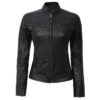 Women's Cafe Racer Black Leather Jacket