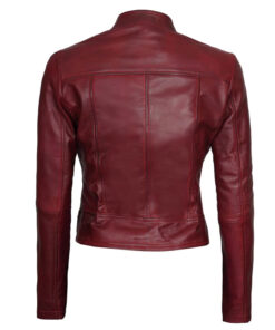 Women's Cafe Racer Maroon Leather Jacket