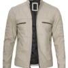 beige cafe racer jacket