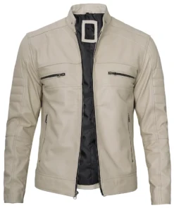 beige cafe racer jacket