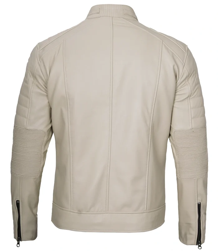 beige cafe racer men jacket