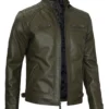 biker dark green leather jacket