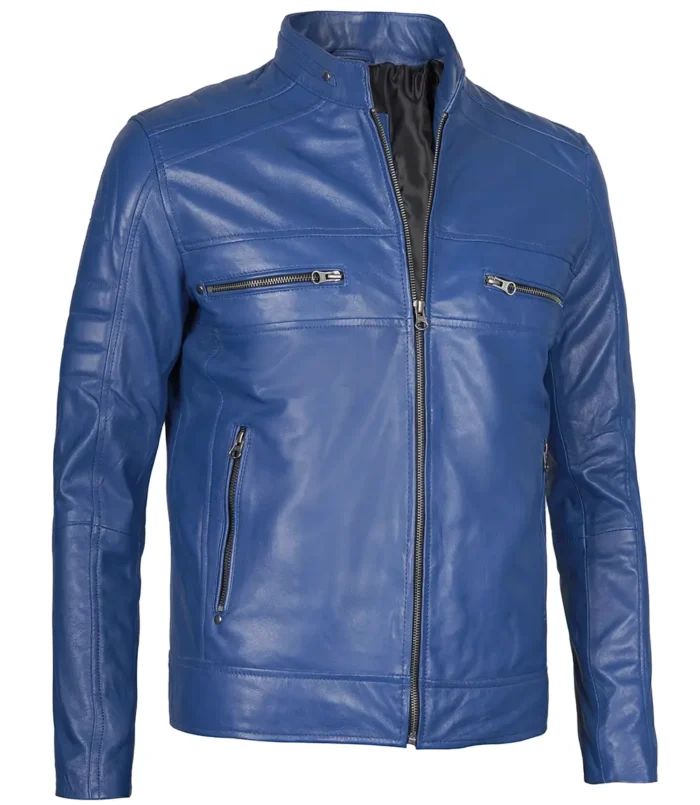 blue cafe racer jacket