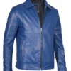 blue leather jacket harrington