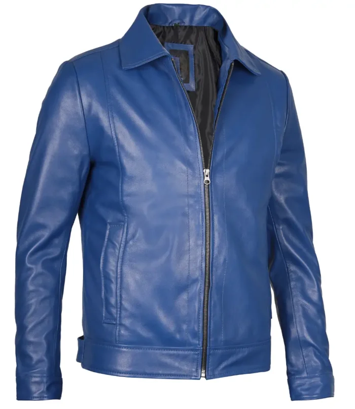 blue leather jacket harrington