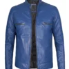 cafe racer blue leather jacket