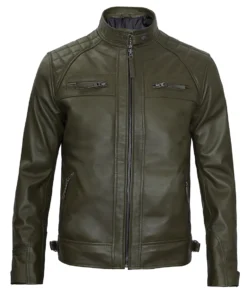 dark green leather jacket for mens