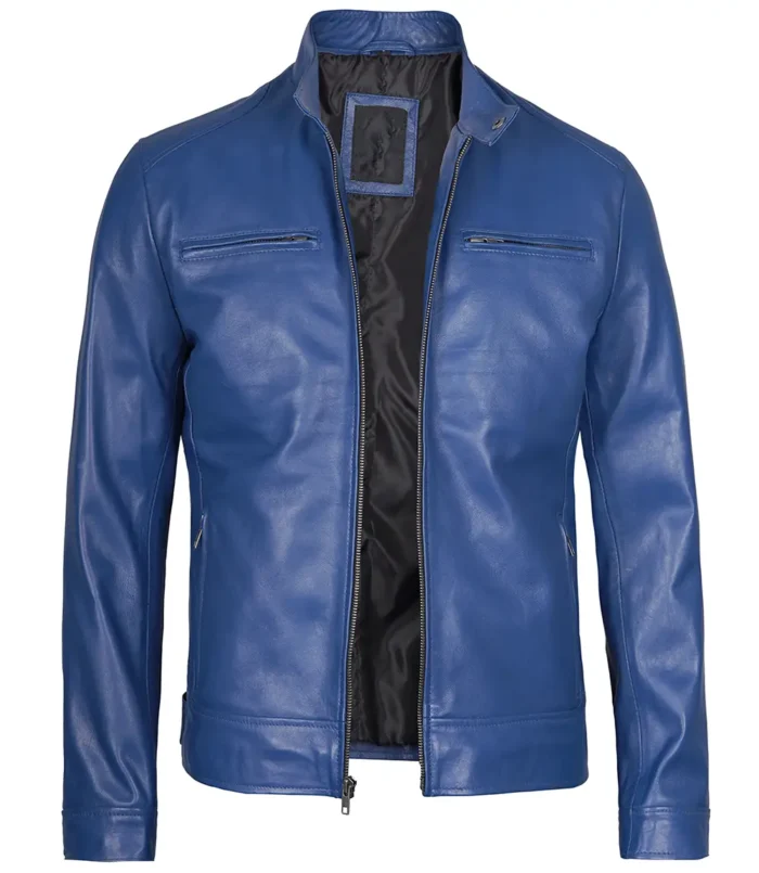 dodge blue mens racer jacket