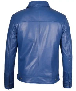 harrington blue leather jacket