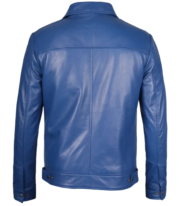 harrington blue leather jacket