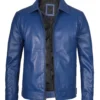 leather blue jacket