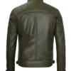 leather dark green racer jacket