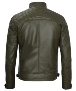 leather dark green racer jacket