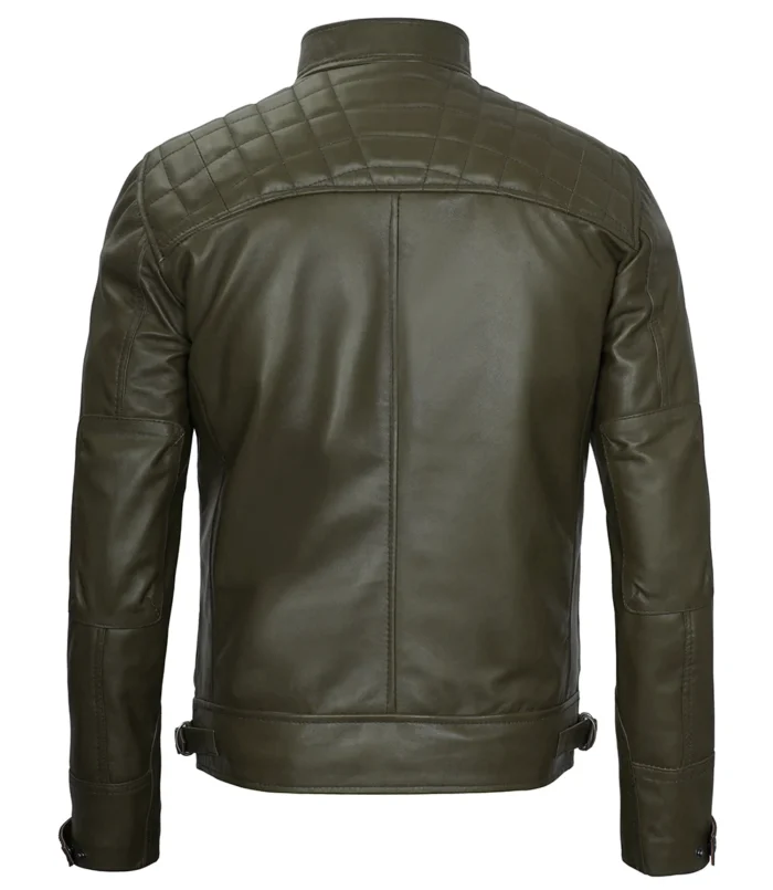 leather dark green racer jacket