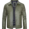 mens harrington green leather jacket