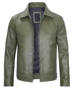 mens harrington green leather jacket