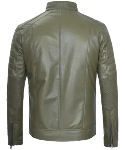 mens leather jacket dark green