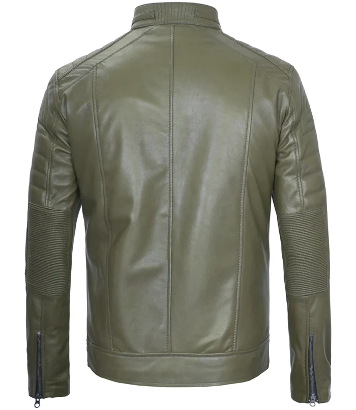 mens leather jacket dark green