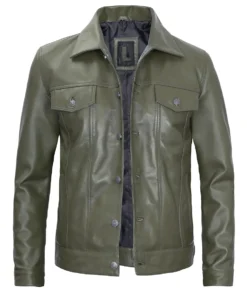 mens trucker jacket green