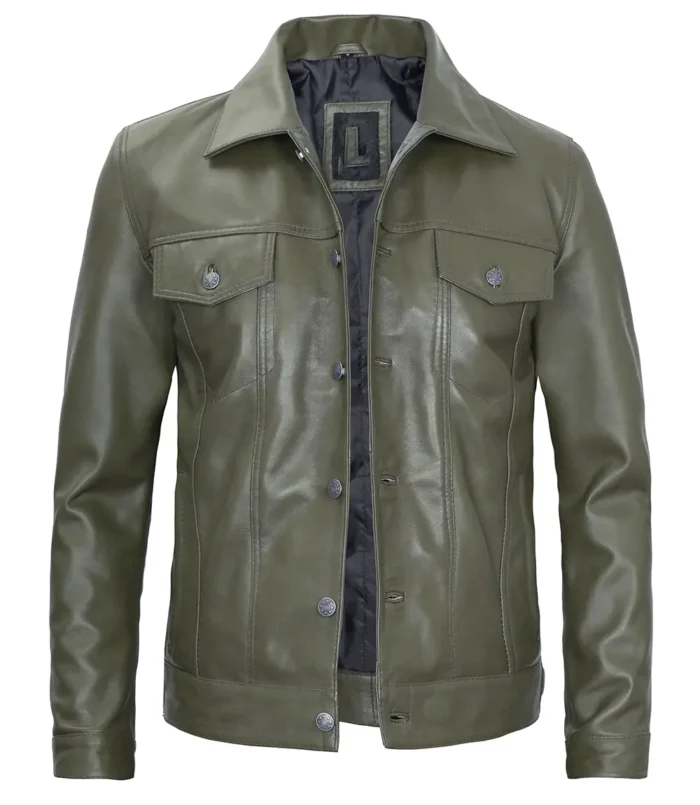 mens trucker jacket green