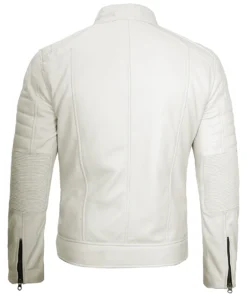 mens white leather cafe racer