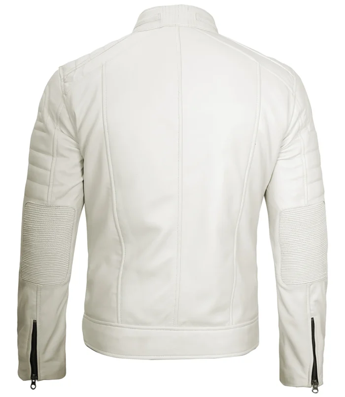 mens white leather cafe racer